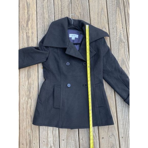 Calvin Klein Cashmere Wool Black Pea Coat Jacket EUC- Size 6, MSRP $300 - Picture 10 of 12